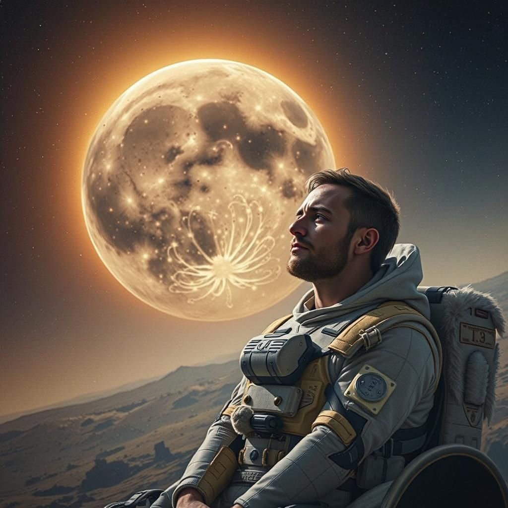 Ethereal Bearded Man in Dreamlike Sky