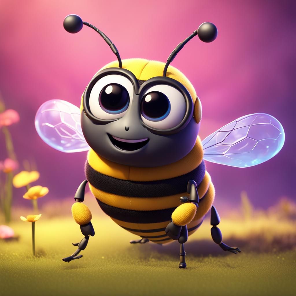 Cute Bee in Pixar-Style 3D Digital Art