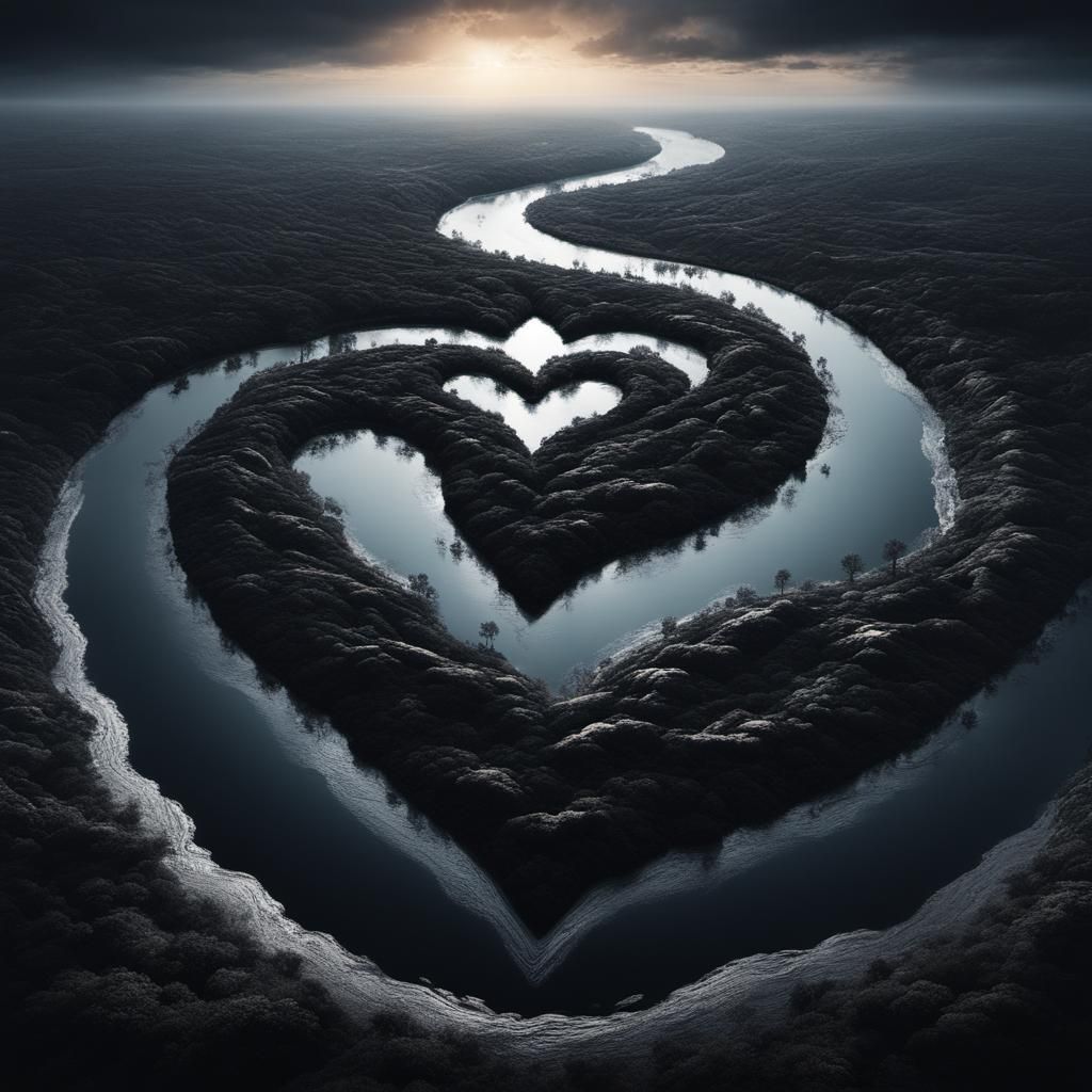 Heart-Shaped River of Black Water