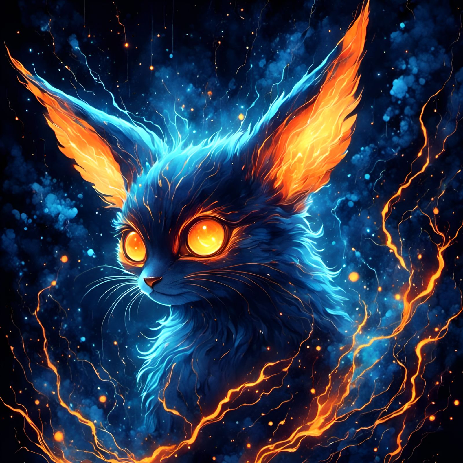 Pokemon Creature with Glowing Ink Outline in Watercolor