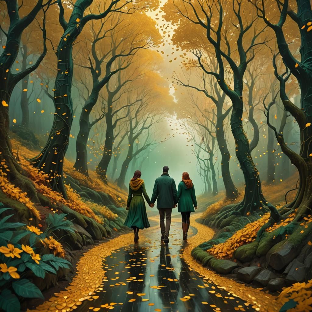 Mystical Autumn Forest: Whimsical Fantasy Concept Art