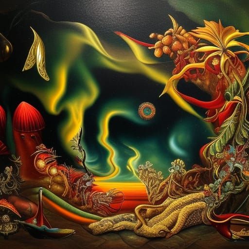 Fertile Island Landscape: Surrealist Photorealistic Abstract...