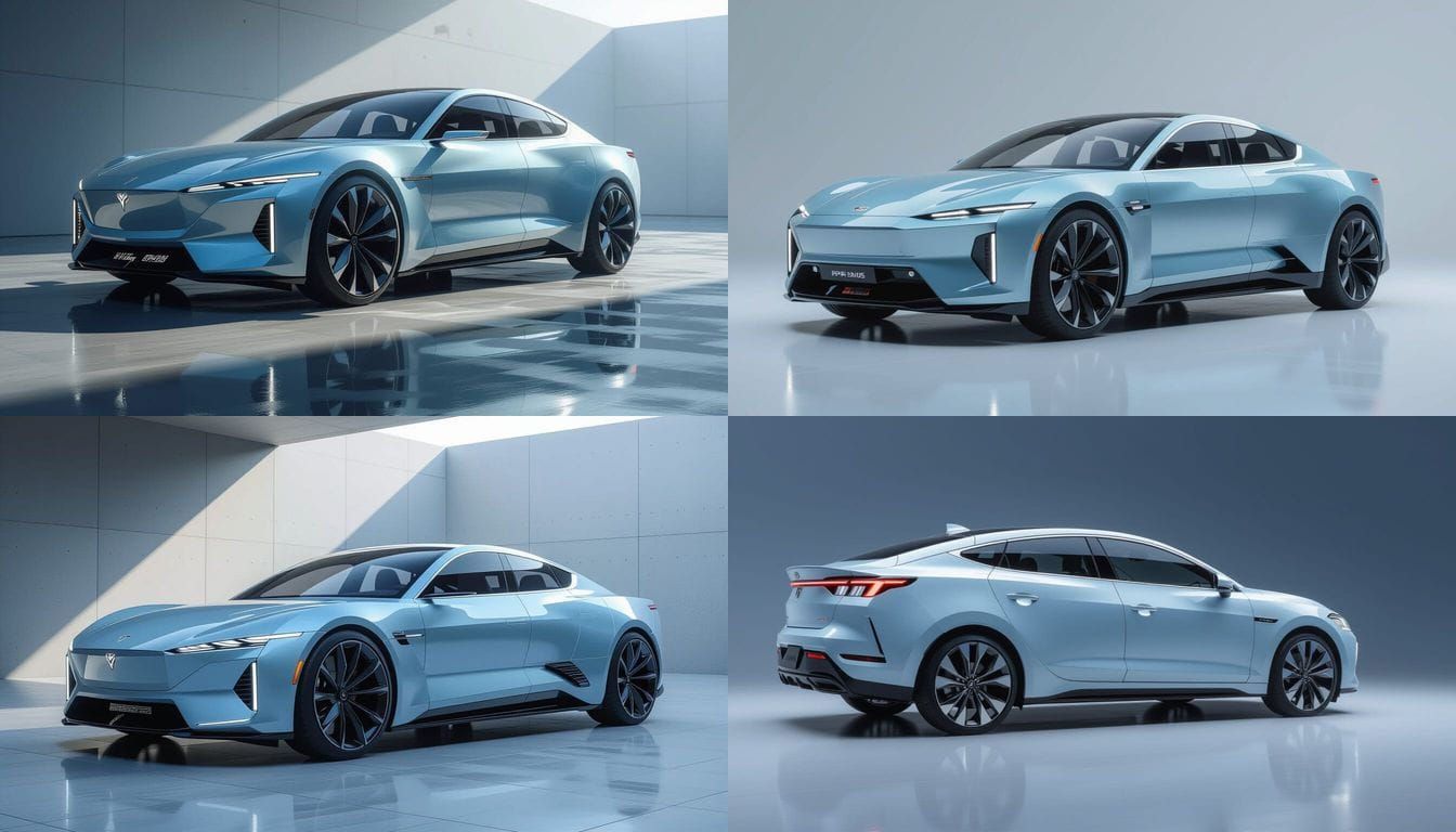 Monolithic Brutalist Car Design in Bauhaus Style