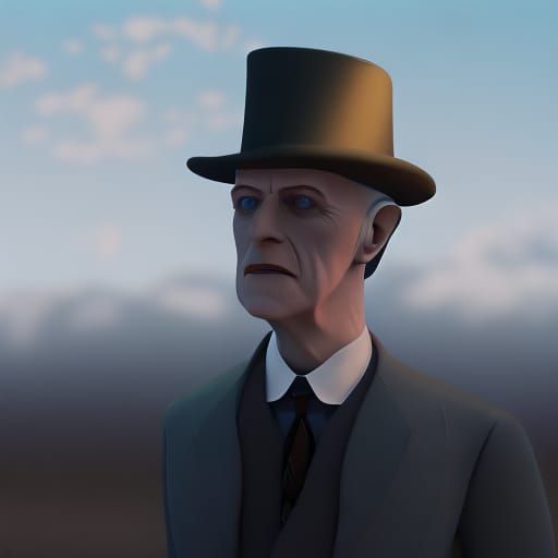 David Bowie in Bowler Hat: Surreal Oil Painting