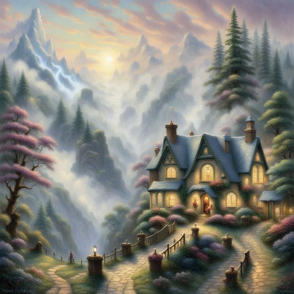 Ethereal Dwarf in a Misty Fantasy Landscape