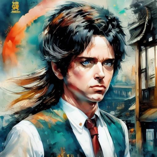 Watercolor Portrait of Billie Joe Armstrong