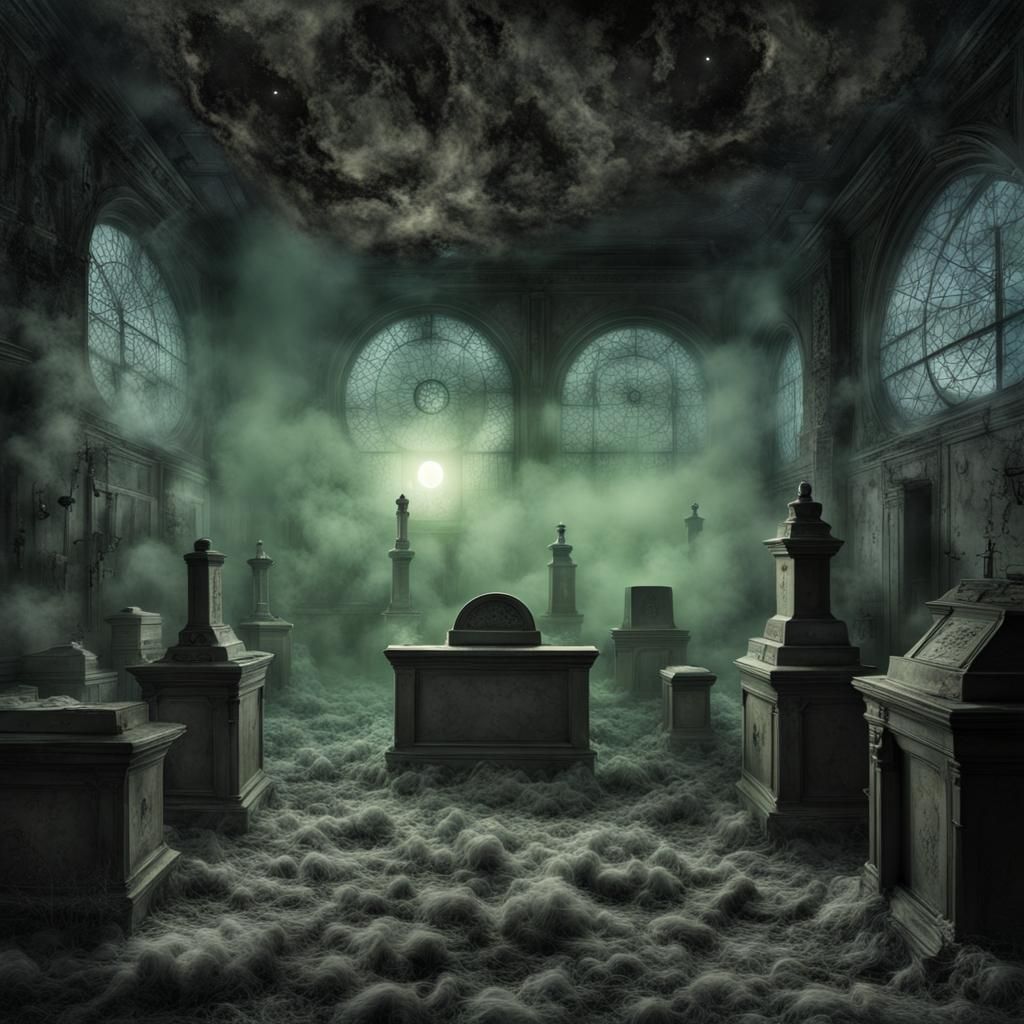 Abandoned Biohazard Lab with Bioluminescent Moon