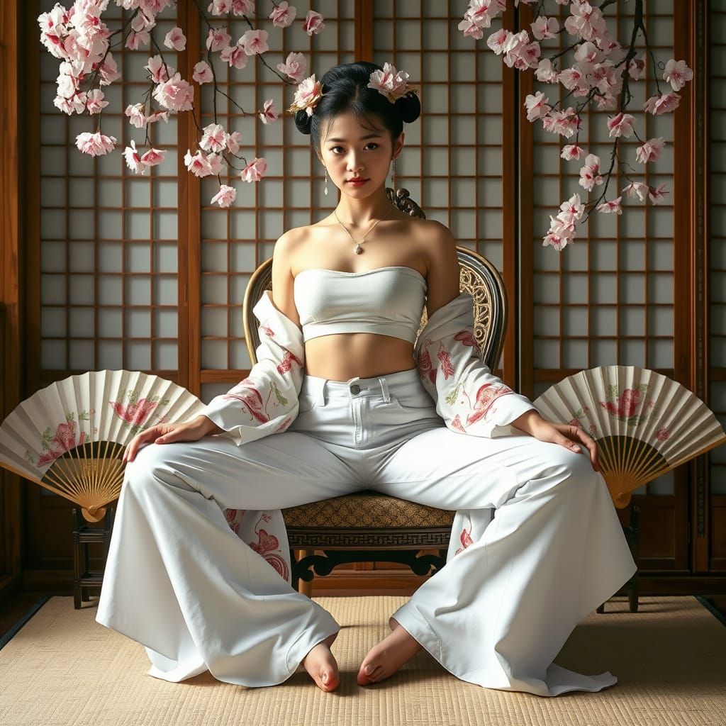 Geisha in Jeans: A Photorealistic Japanese Fusion