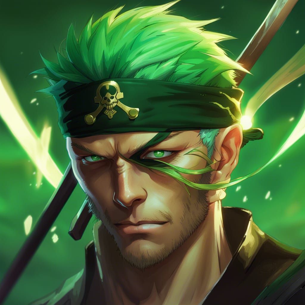 Zoro Pirate Character Portrait in Art Nouveau Style