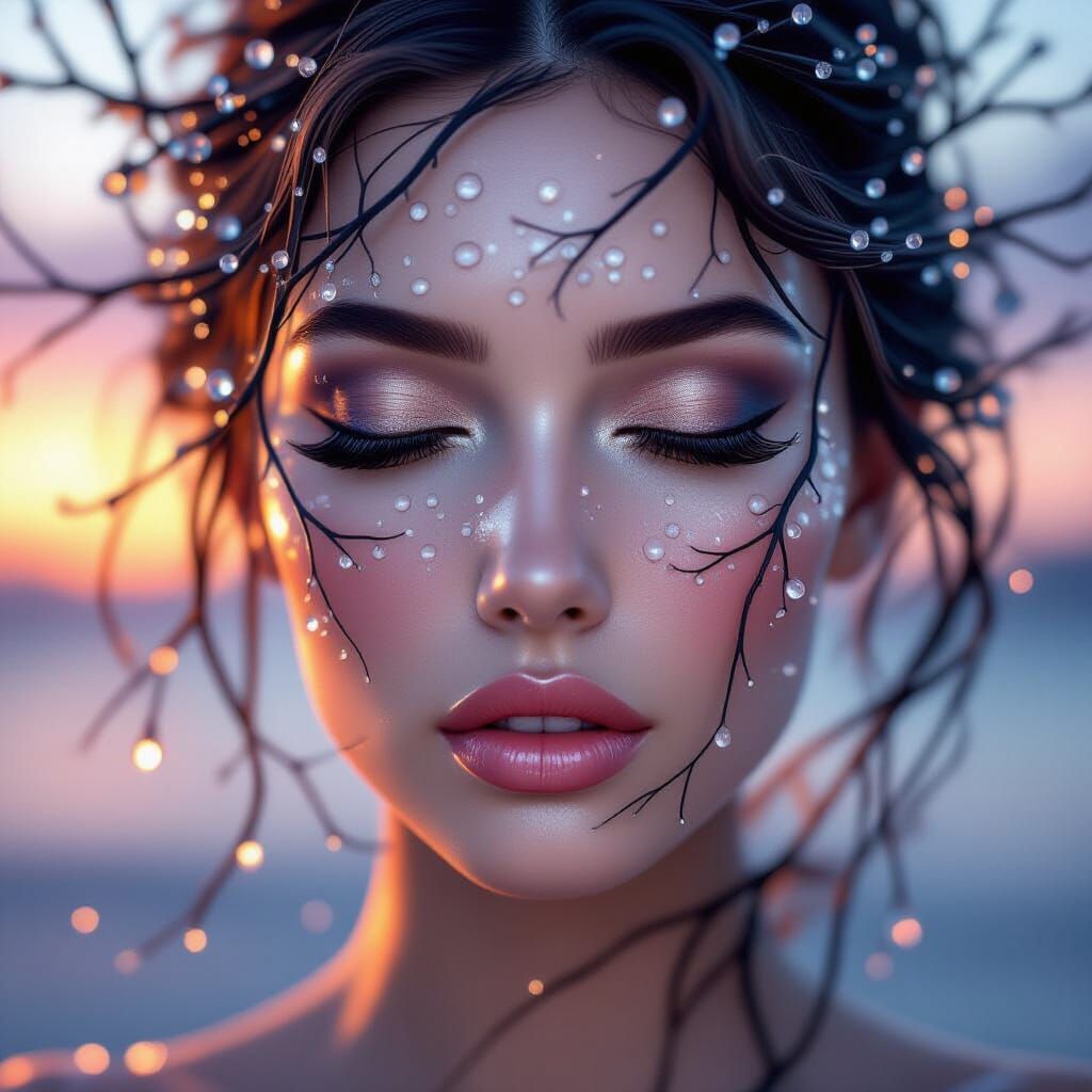 Ethereal Tree Woman Portrait in Hyperrealism