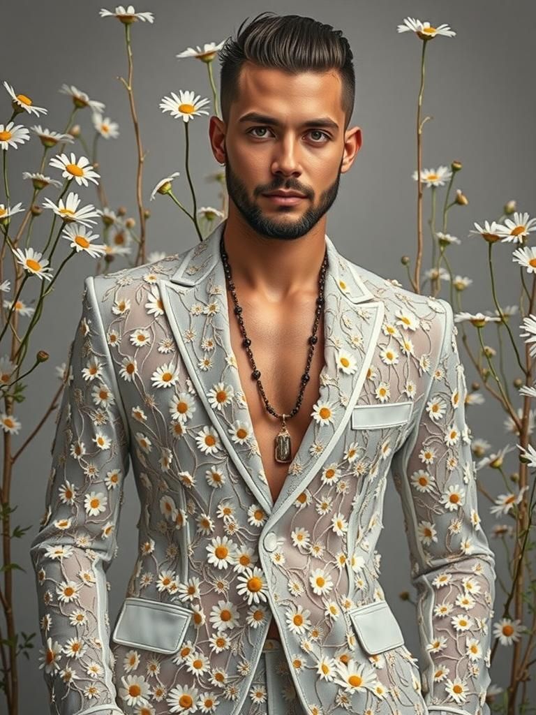 Model in Daisy Suit: Edible Haute Couture