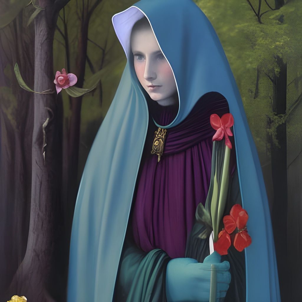 hooded figure, art by arthur hughes