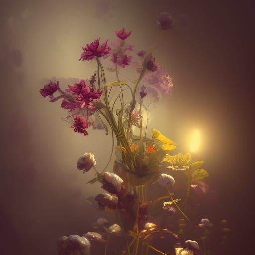 Flowers in Art Nouveau, Dark Fantasy Photography