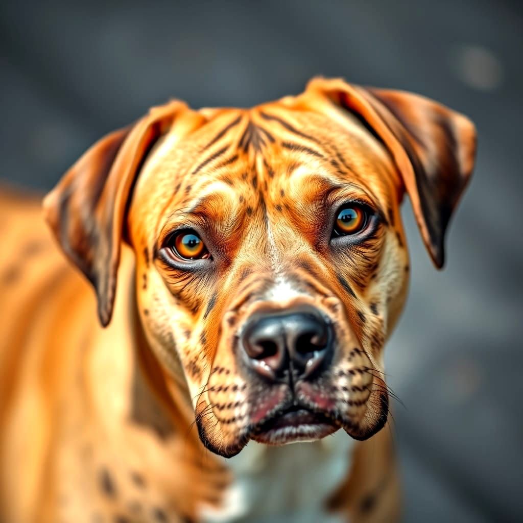 A Brindle Mix Dog with Golden Eyes Captured in Professional ...