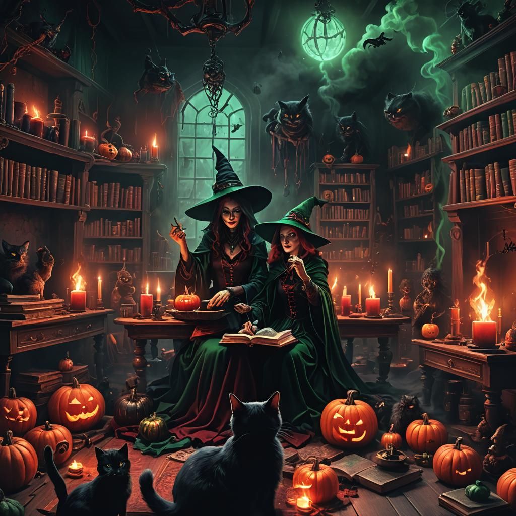 Evil Witch Casting Spell in Dark Fantasy Art