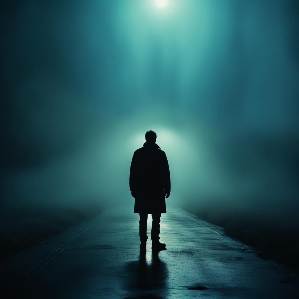 Cinematic Dark Academia Figure in Atmospheric Lighting