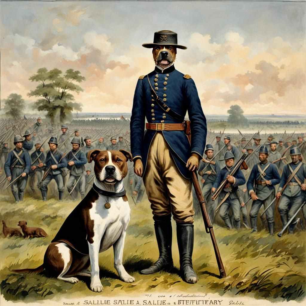 Sallie, a Staffordshire Terrier, the mascot of the 11th Penn...