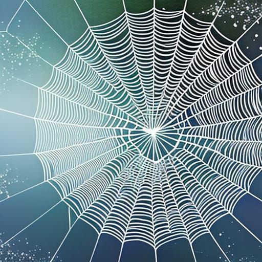 Geometric Silver Spider Web in Blue Shades