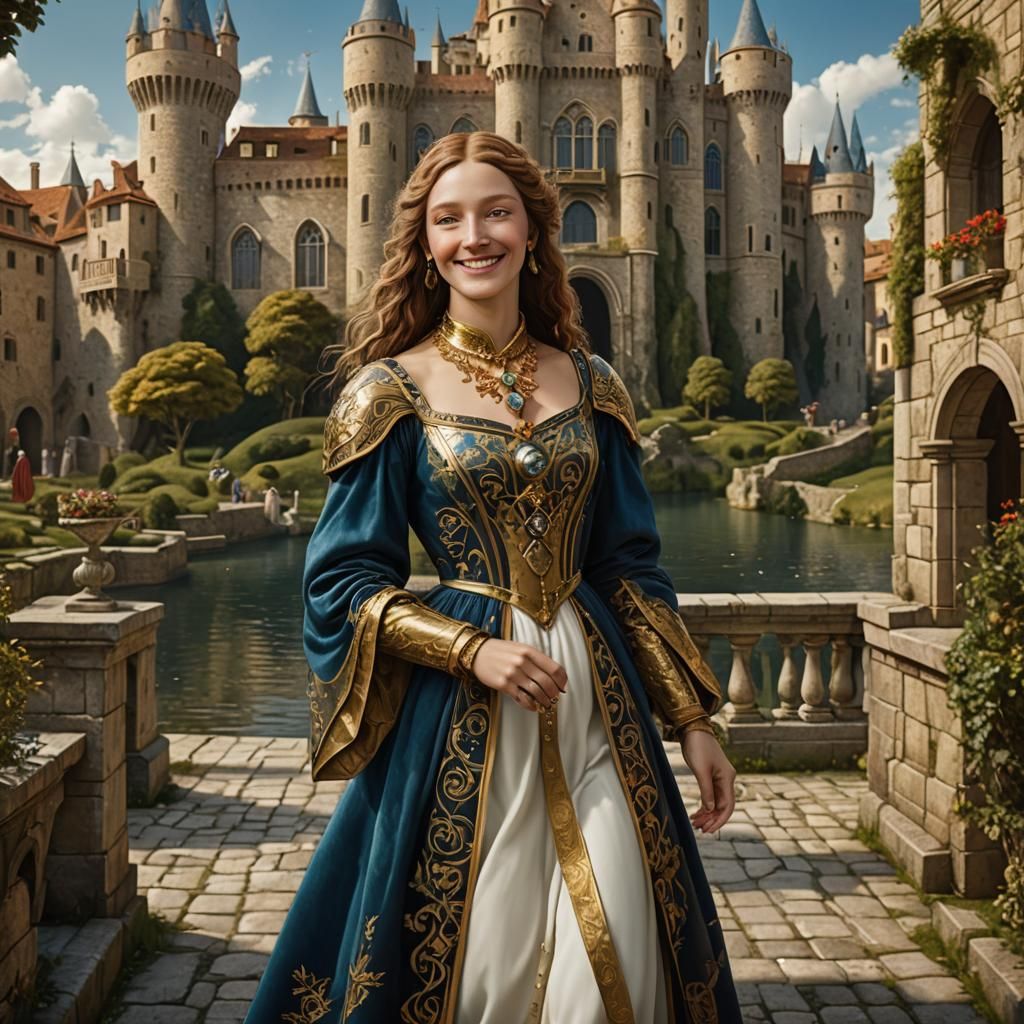 Botticelli-Style Lady with Gold Collar