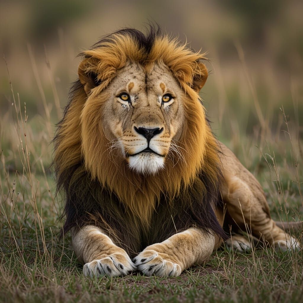 Majestic Lion Roaming African Savannah