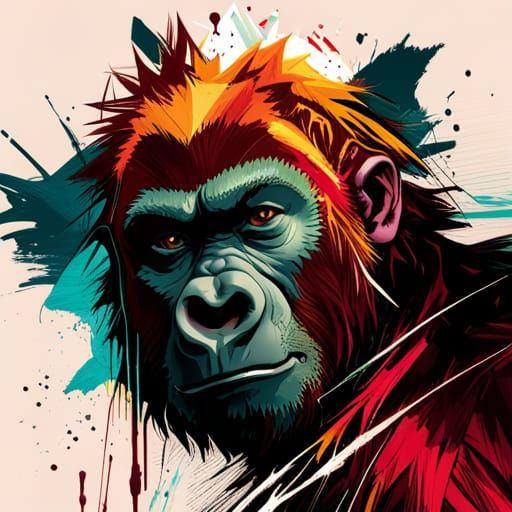 Ultra Quality Gorilla in Cel-Shaded Chalk Art