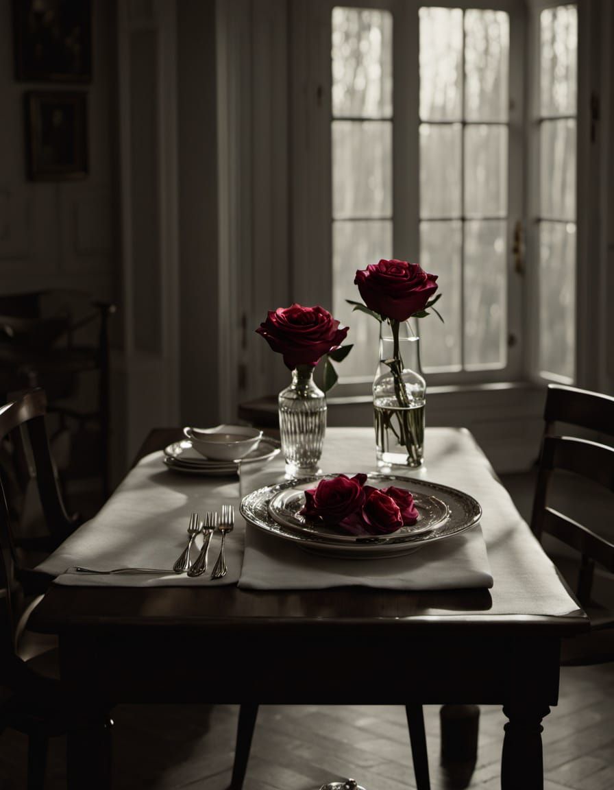 A dark romantic valentines setting