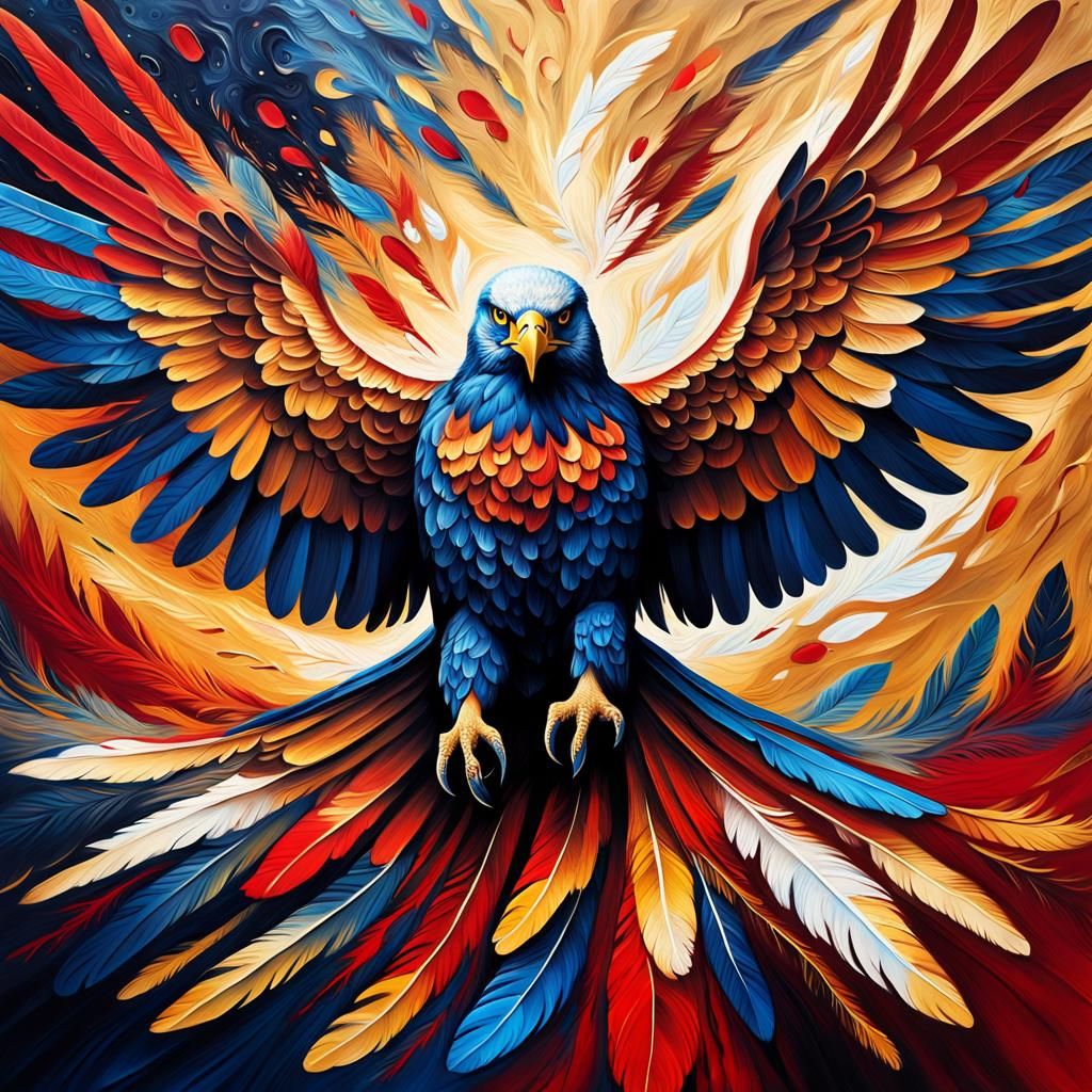 Abstract Blood Eagle in Vibrant Expressionist Style