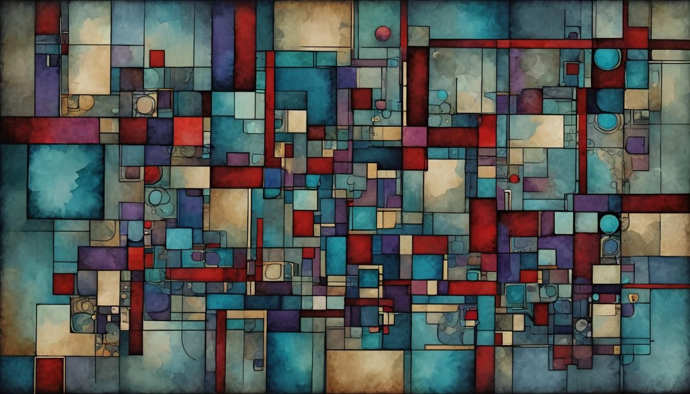Abstract Geometric Rectangles in Art Nouveau Style