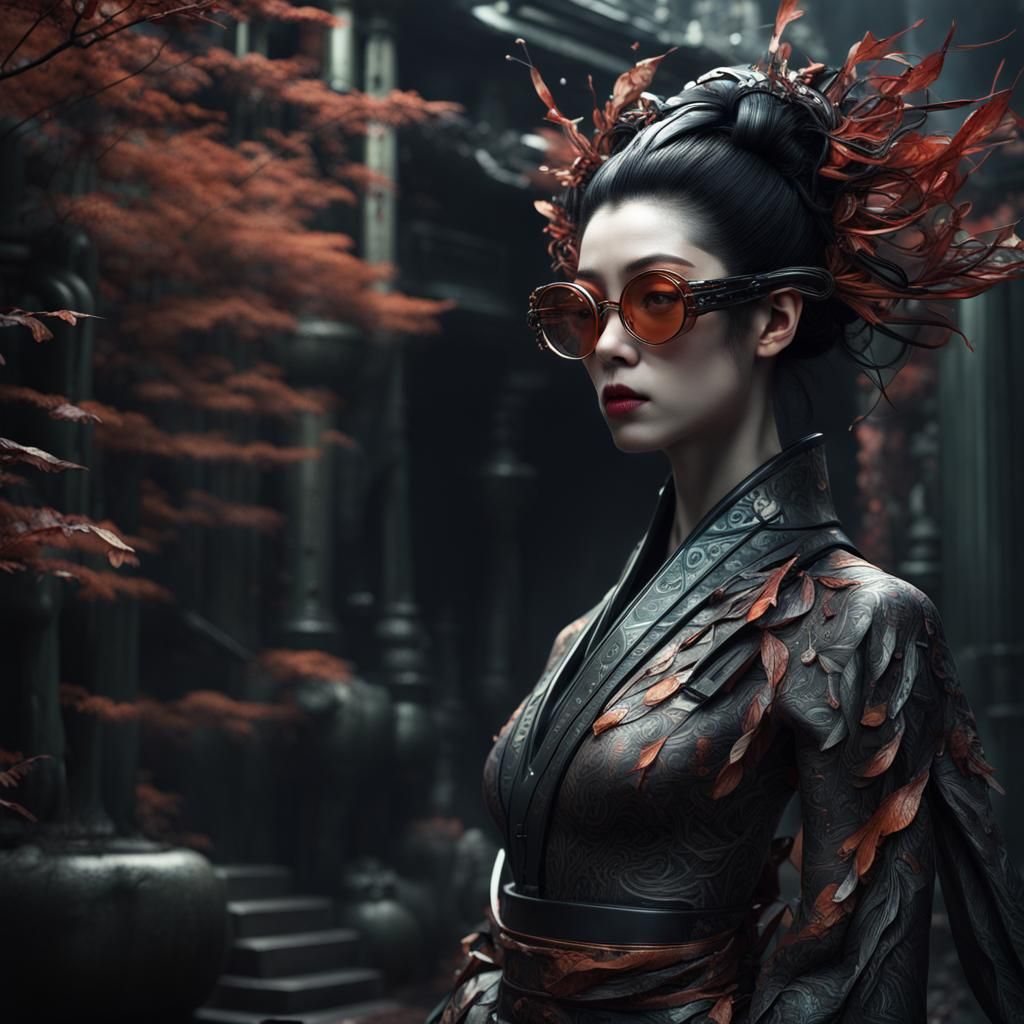Geisha Cyborg in HR Giger Style
