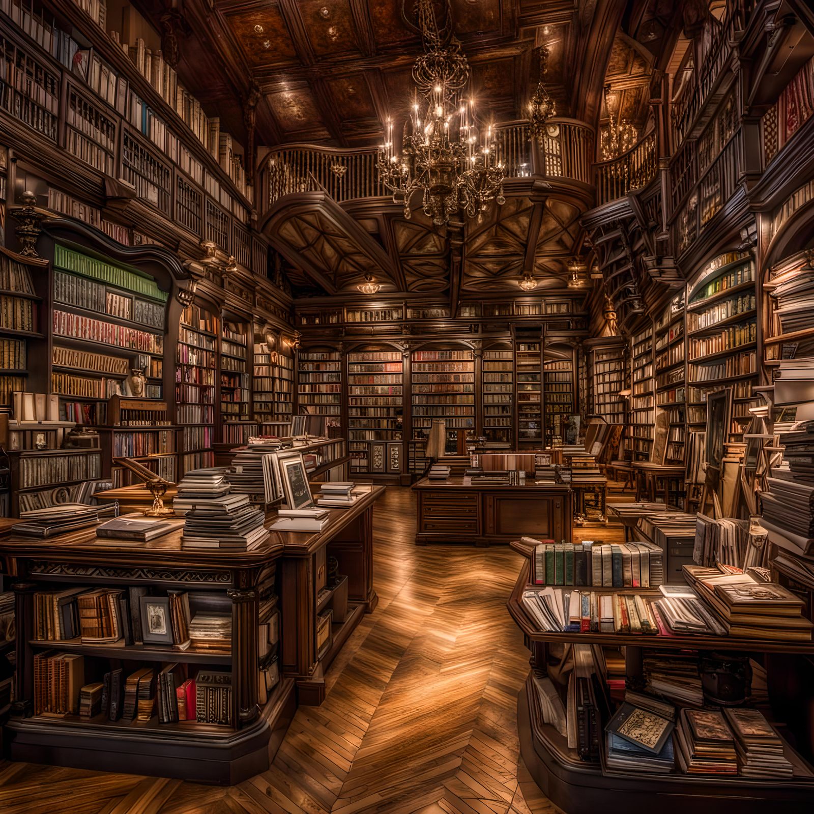Magical Bookstore Interior in Hyperrealistic Style