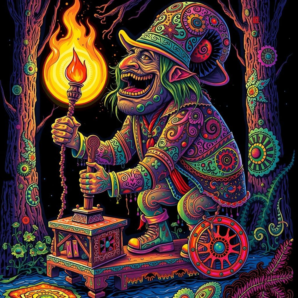 Psychedelic Grotesque Caricature in Dayglo Colors