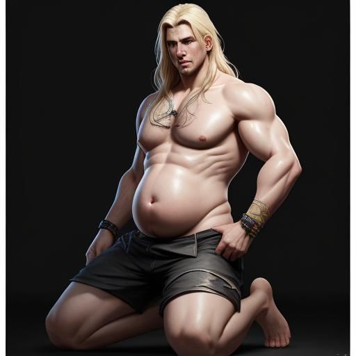 Man with Gigantic Belly in Hyperdetailed Portrait