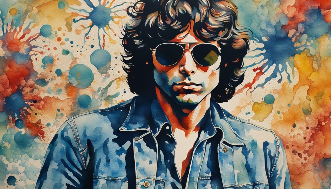 Jim Morrison Pop Art Watercolor Portrait