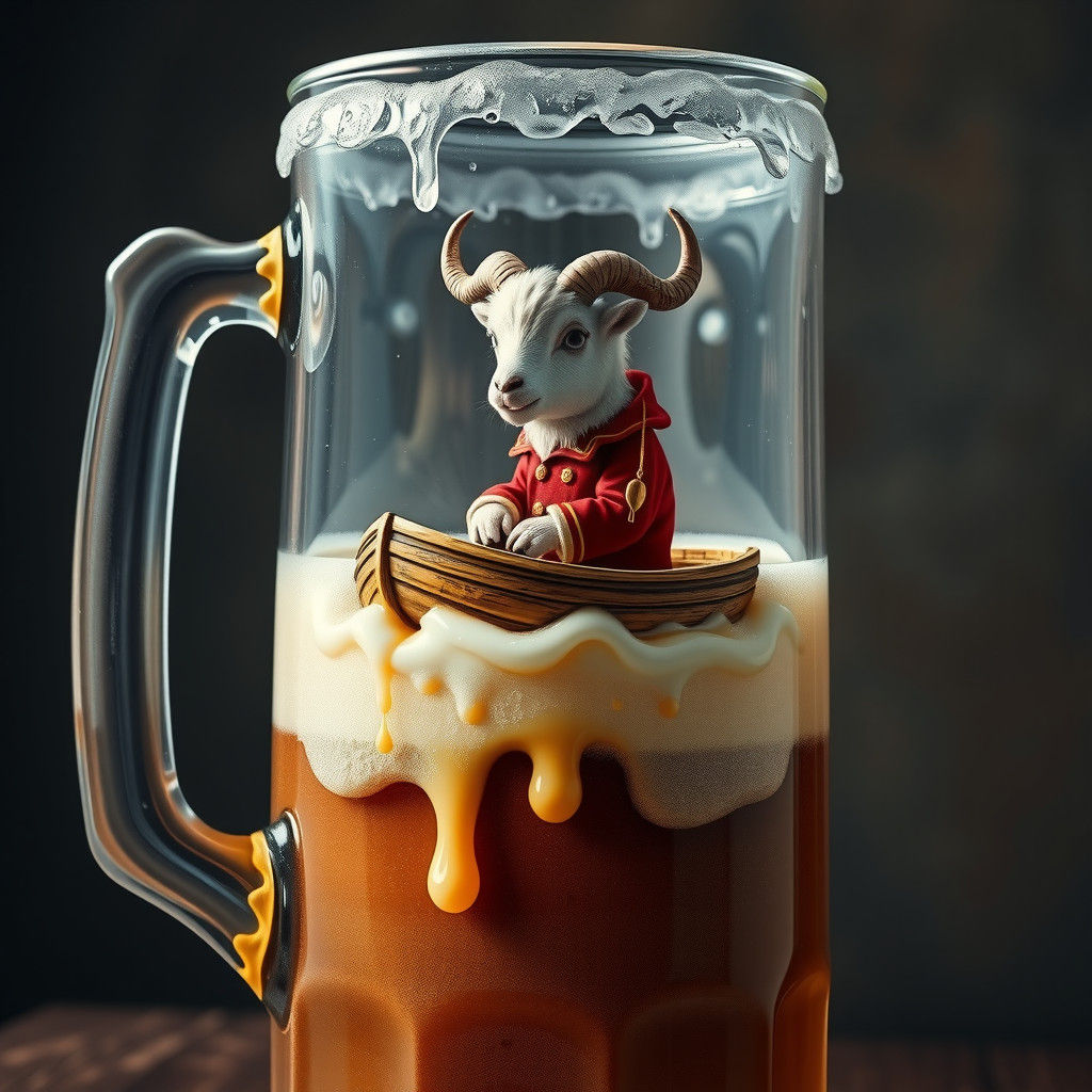 Goat in Root Beer Float in Matte Painting