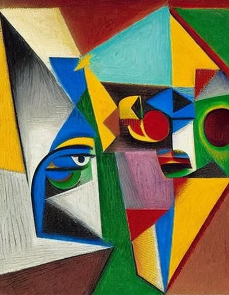 Cubist Portrait in Earthy Tones with Bauhaus Influence