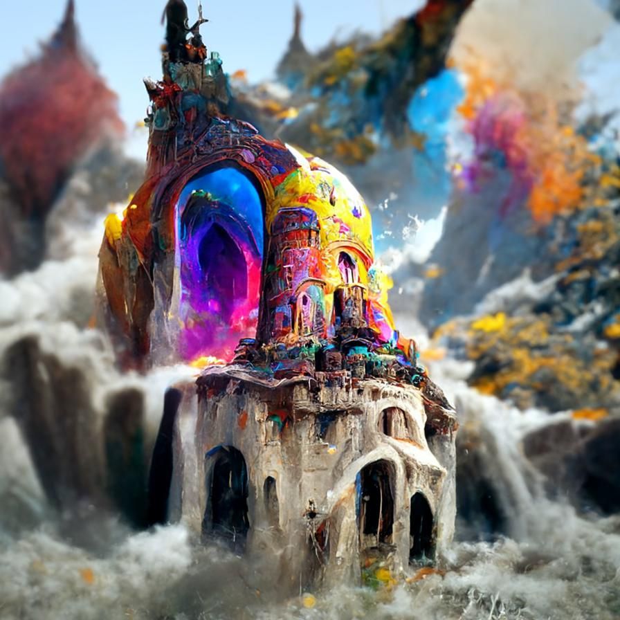 Psychedelic Fantasy Castle, Hyperdetailed Digital Painting