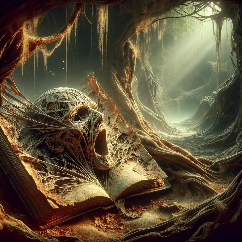 Tormented Face Emerges from Ancient Book