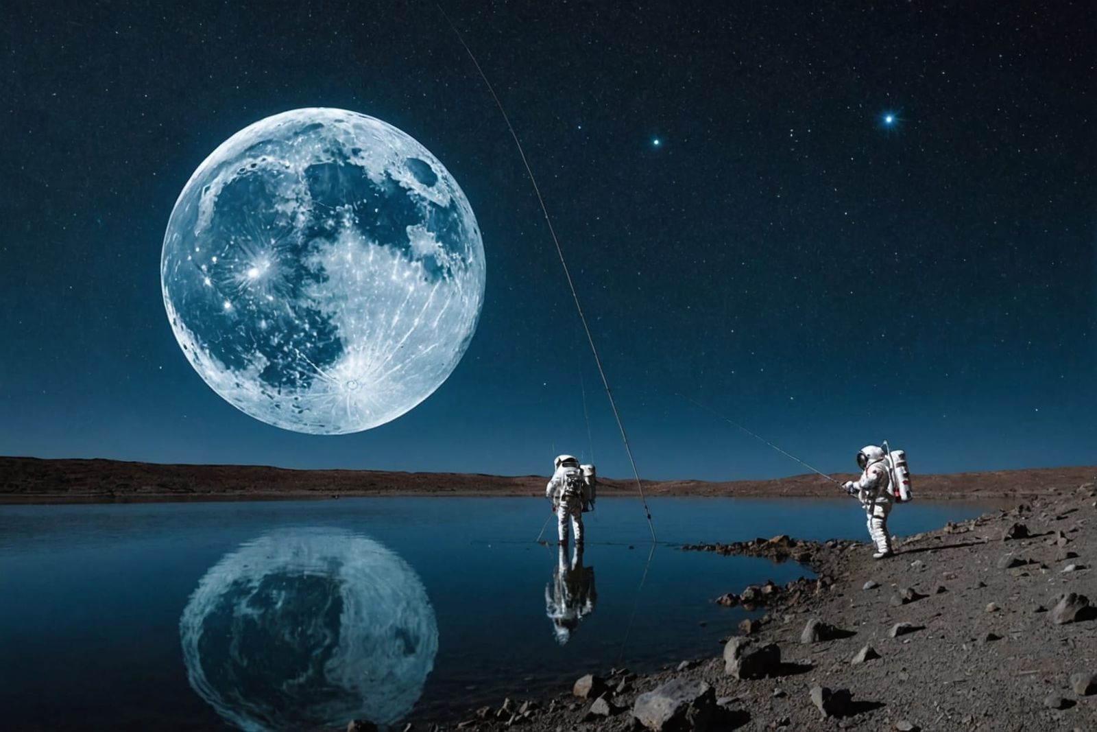 Astronauts and a big blue moon