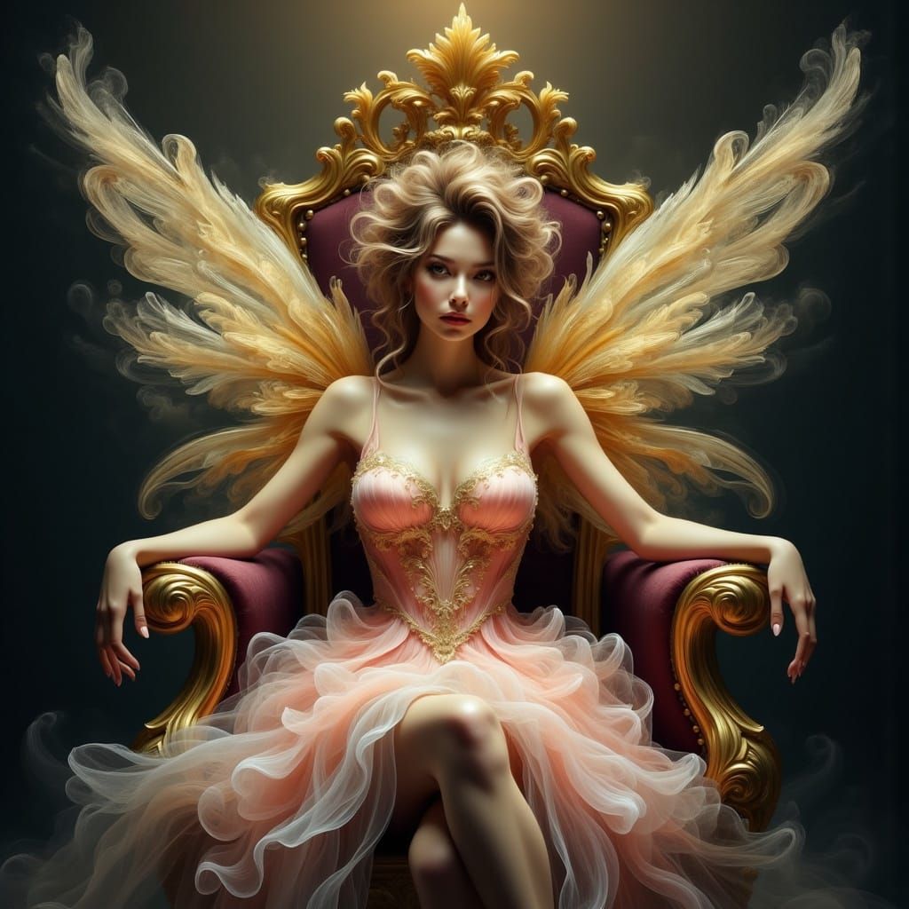 Annoyed Fairy Princess on Ornate Throne