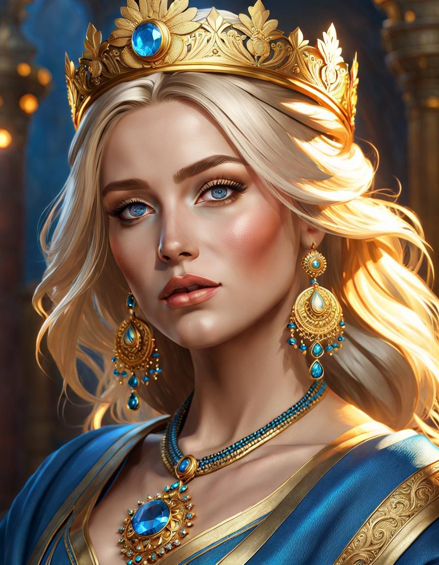 Golden Russian Peasant Portrait in Hyperdetailed Style