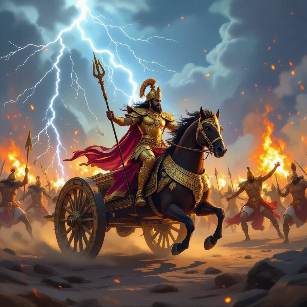 Epic Battlefield Scene with Golden Armored Commander