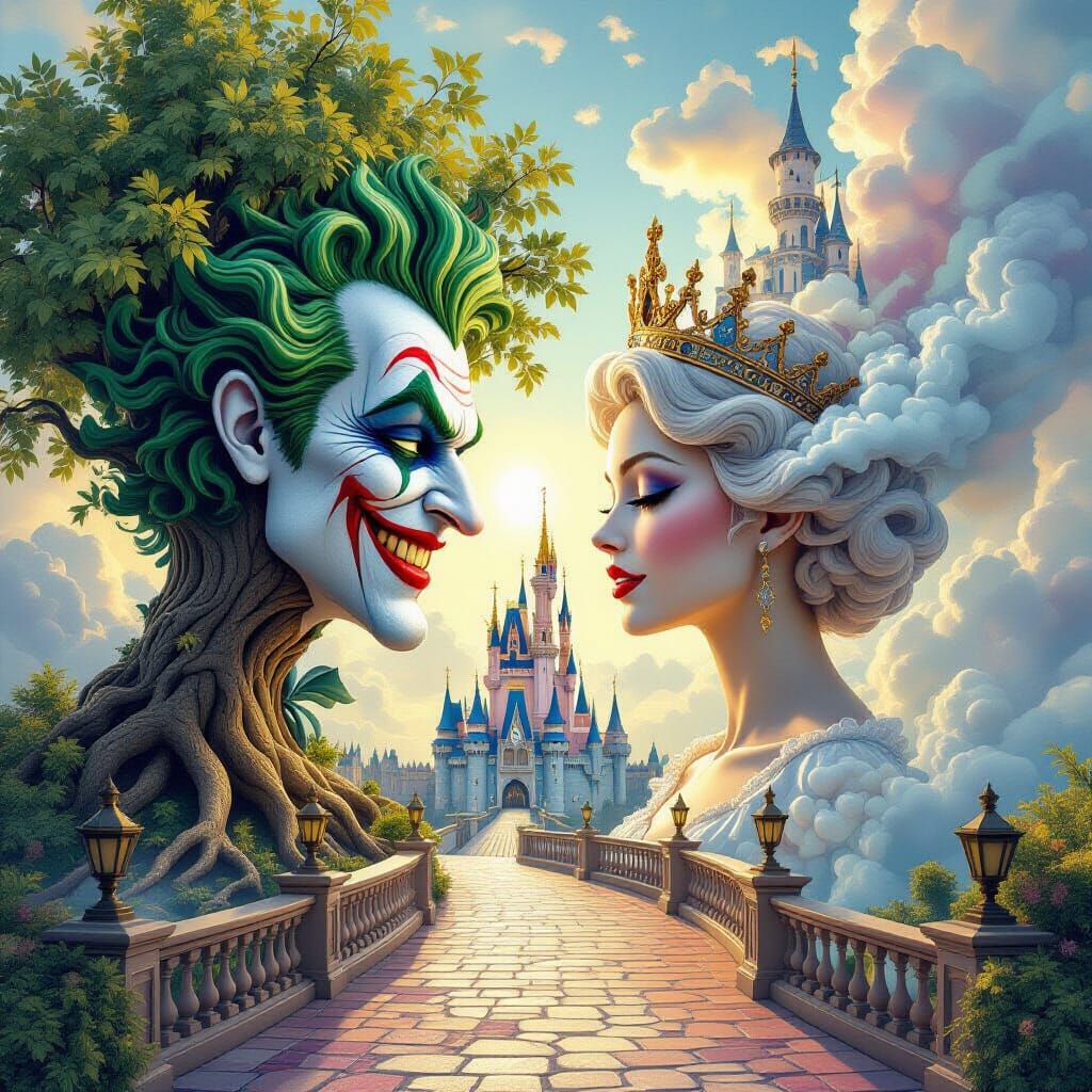 Joker Manipulates Queen's Face in 3D Render