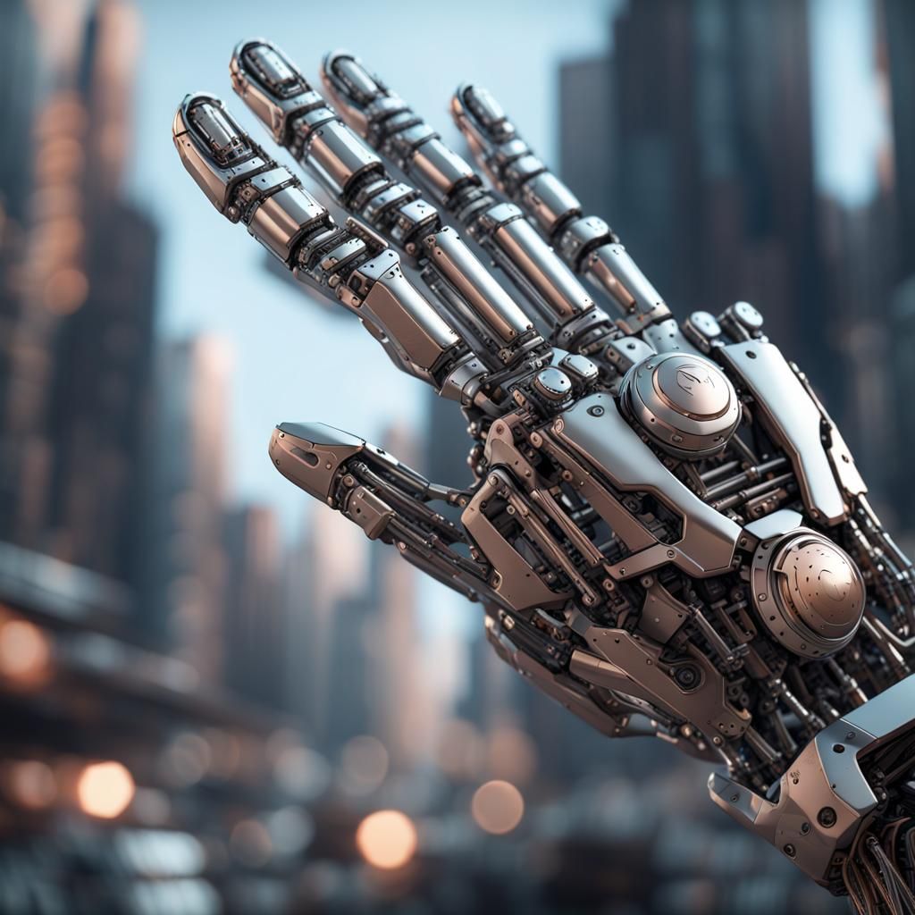 Detailed Robotic Fingers in Sci-Fi Cinematic Style