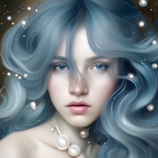 Sparkling Girl Portrait in Art Nouveau Style