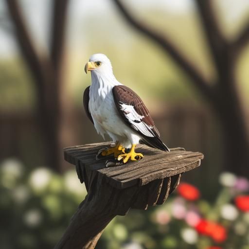 Plasticine Eagle Portrait in Garden Setting