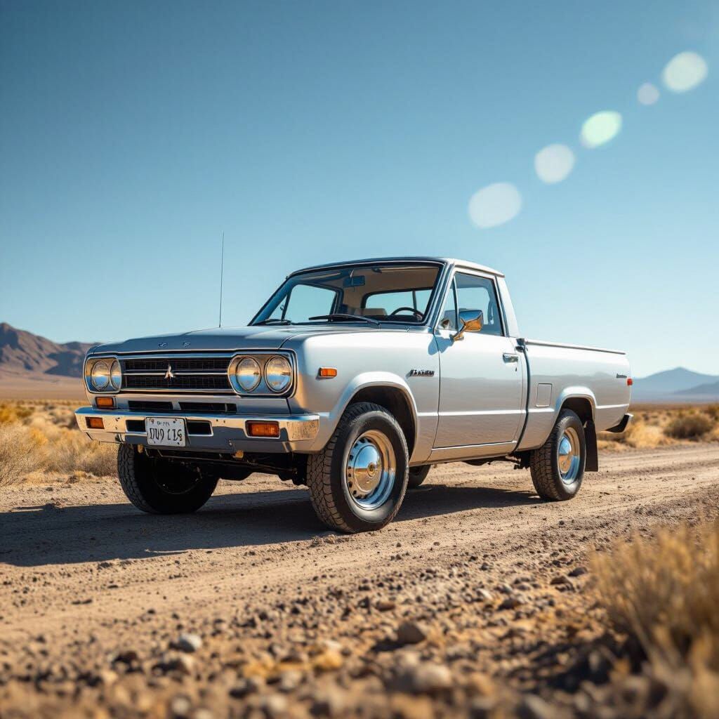 Photorealistic 1970 Mitsubishi Colt Truck in Desert