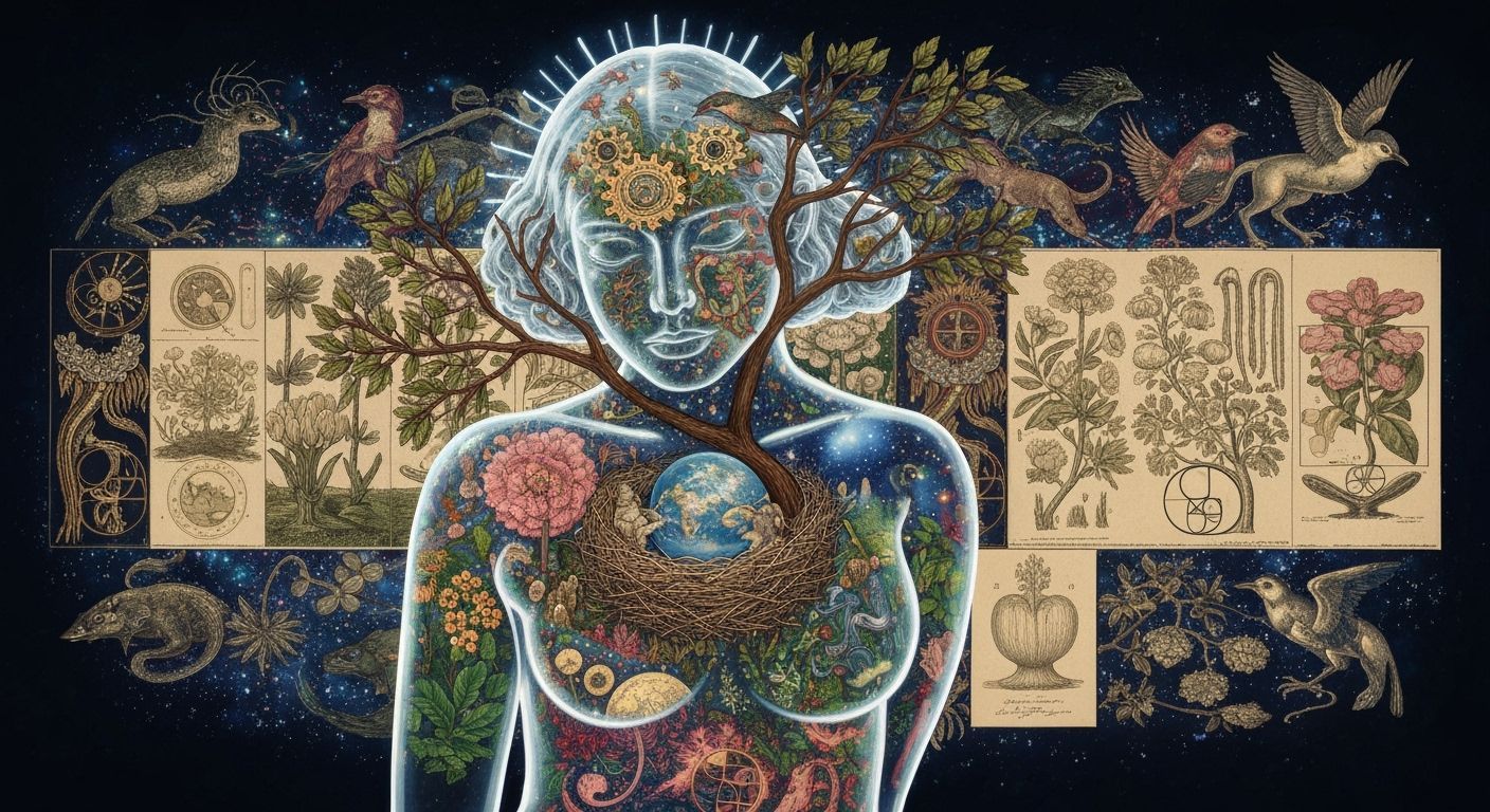 Ethereal Mindscape: Earth and Moon in Glitch Art Style