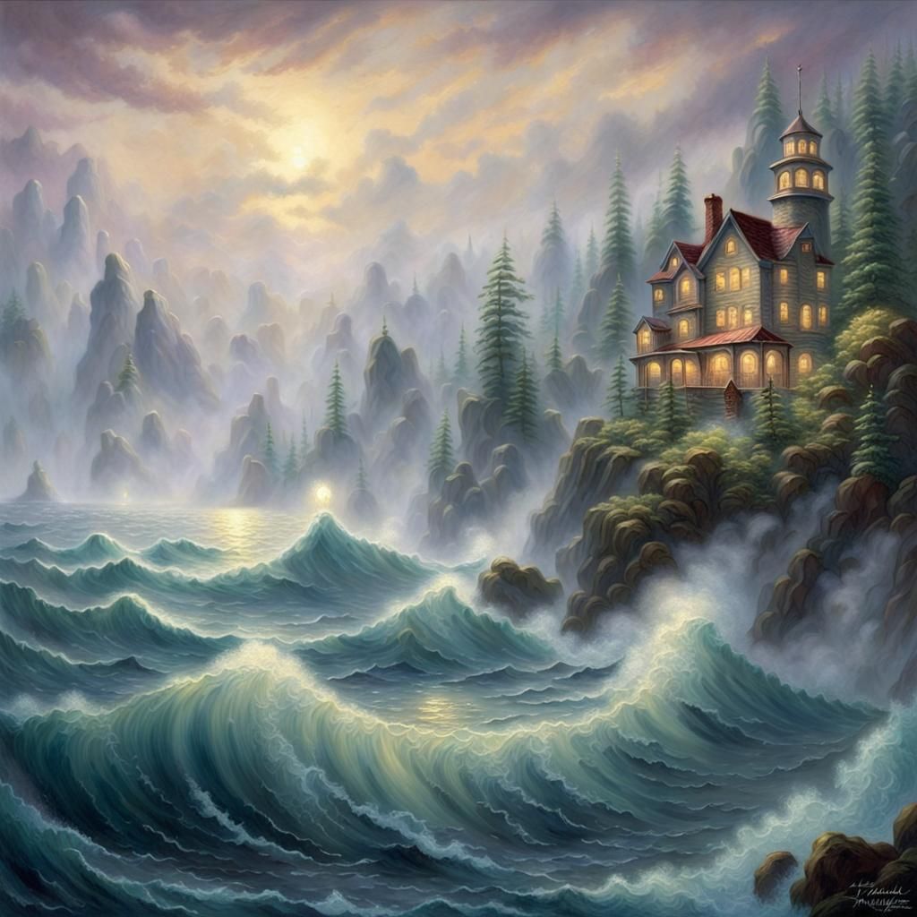 Alluring Siren with Sharp Teeth in Ocean Mist