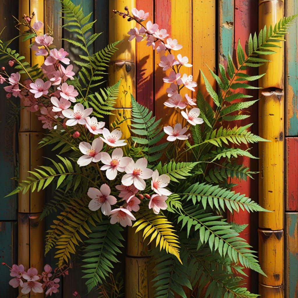 Colorful Ikebana Arrangement in Pop Art Style