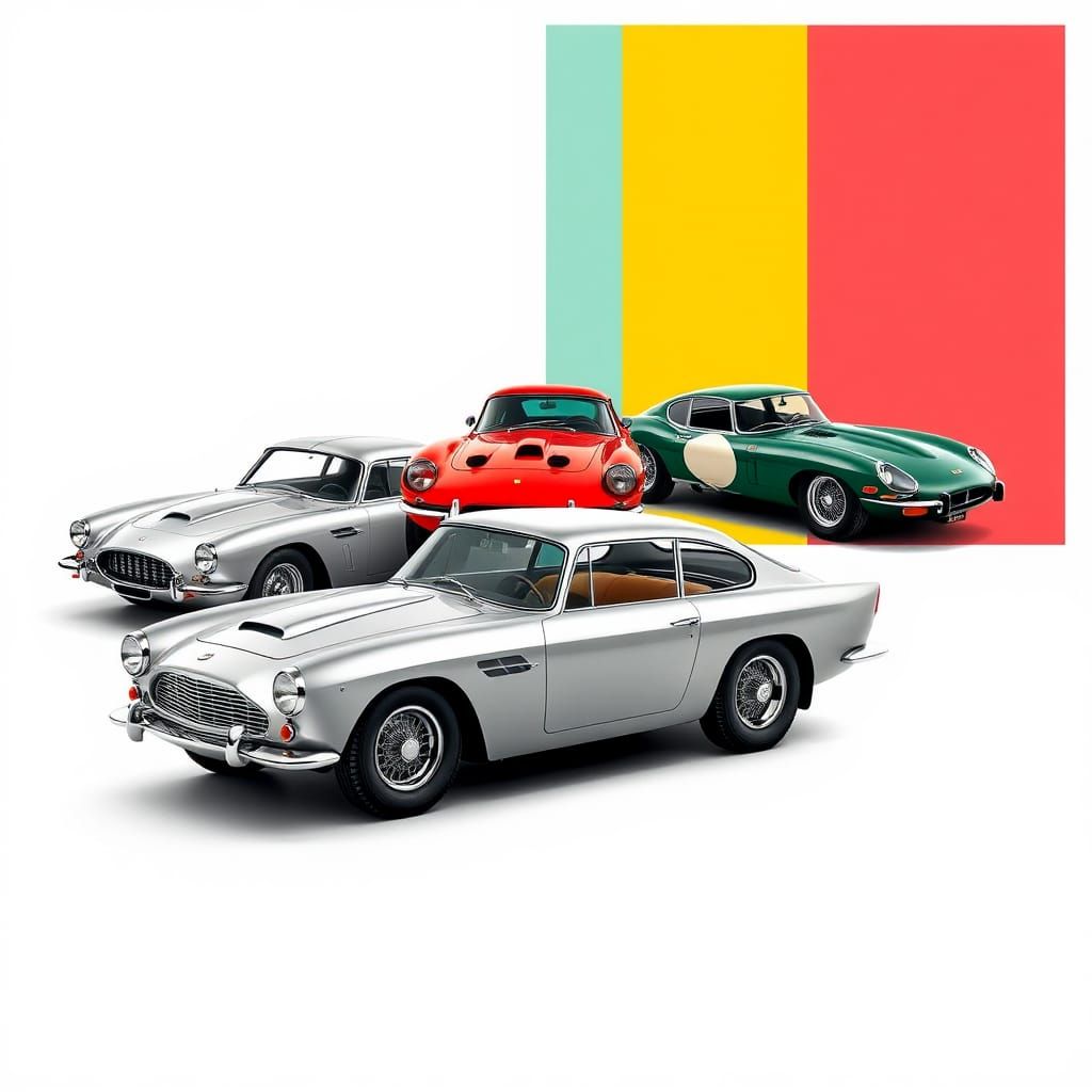 Classic Cars in Bauhaus Style Digital Art